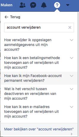 facebook account verwijderen