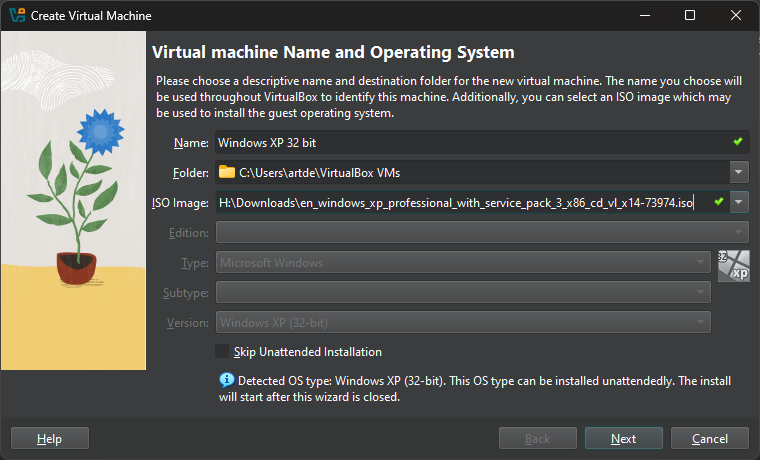 Windows XP wordt uitgevoerd door Desktop Active in een virtuele machine. 3 VMinstellen