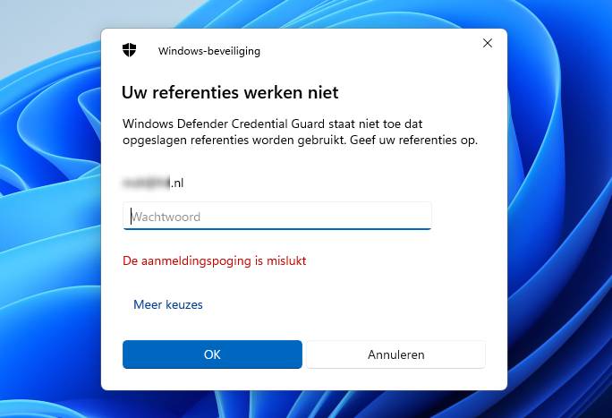 Windows Defender Credential Guard melding bij inloggen extern bureaublad (RDP) wachtwoord onthouden lukt niet